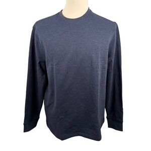 Orvis Mens L Long Sleeve Crew Neck Shirt Navy Blue Cotton Blend Cabin Gorpcore